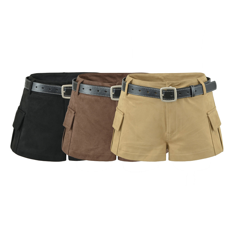 Women's American-style shorts, summer 2026 new model, khaki casual pants, cargo pants, American-style low-waist hot pants for petite women