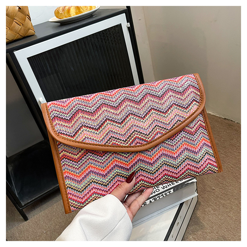 186g Weight Sewing Thread Fashion Element Flip Cover Closure Type / Strap Type Clutch Bag Bags Type Party, Street, Shopping Occasion Nylon Material Multicolor Pattern All Seasons Season Women's Gender Elegant, Streetwear Style Square Shape Medium Size Beige Pink Blue Nylon Multicolor Sewing Thread Square Clutches 12