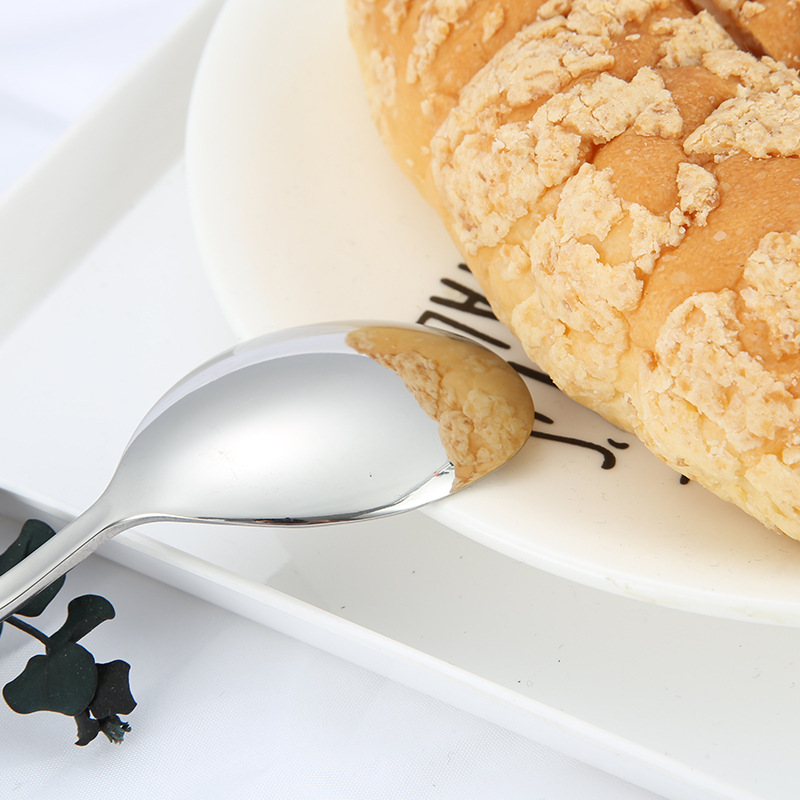 Cuchara de acero inoxidable 304 estilo coreano cuchara de celebridades de Internet mango largo cuchara de bibimbap cuchara de postre de titanio Hotel vajilla de comida occidental