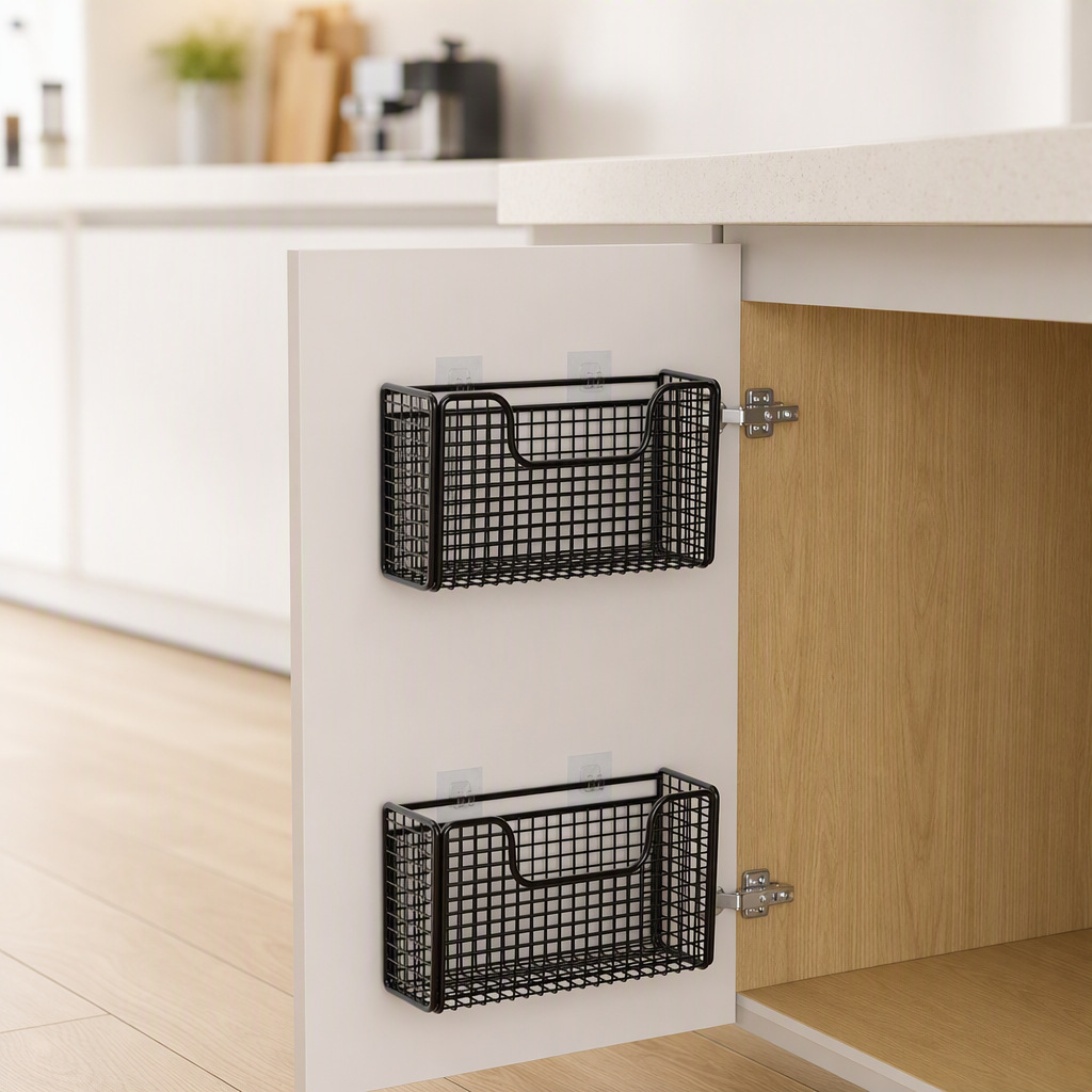 Boîte de rangement moderne et minimaliste en fer forgé pour réfrigérateur, support de rangement suspendu pour porte d'armoire de cuisine, panier de rangement de bureau
