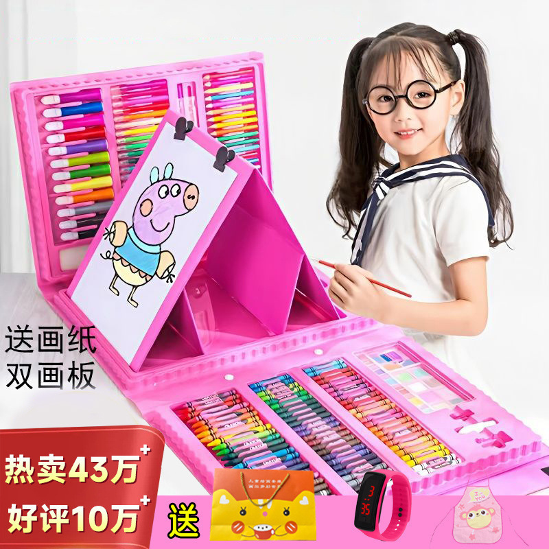 ブラシ子供用お絵かきボードギフト水彩ペン絵画セット洗えるカラーペン絵画カラーブラシクレヨンオイルパステル|undefined