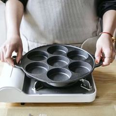 New seven-hole cast iron egg burger mold, egg dumpling pan, deep-frying pan, non-coated, non-stick, suitable for induction cooktop