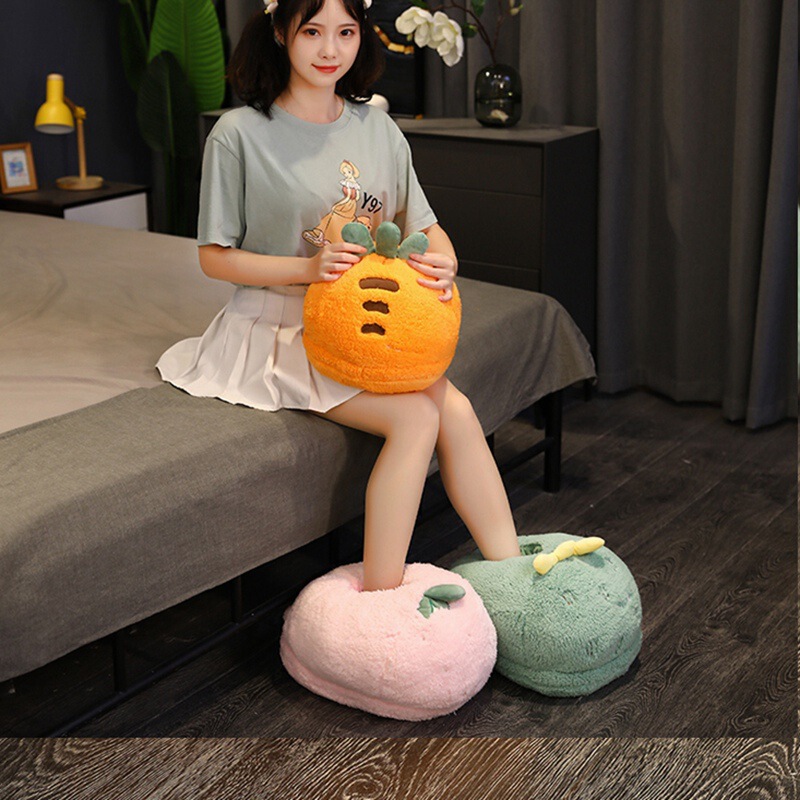 Cross-border Cartoon Large Cotton Shoes, Winter Cotton Slippers, Plush Office Dormitory Feet, Warm Feet, Covering Wool Shoes, Large Shoes