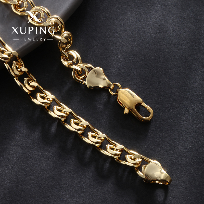 Xuping nuevo color de aleación chapado 24k simple ligero collar de lujo estilo clásico collar universal para hombres y mujeres