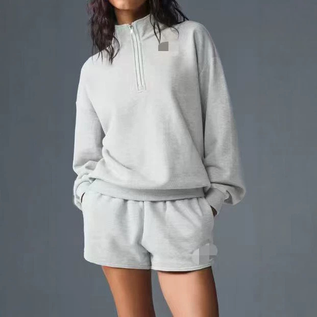 SSAlloo stand-up collar sports sweatshirt for women, autumn and winter fitness yoga wear, long-sleeved top, versatile half-zip sweatshirt
