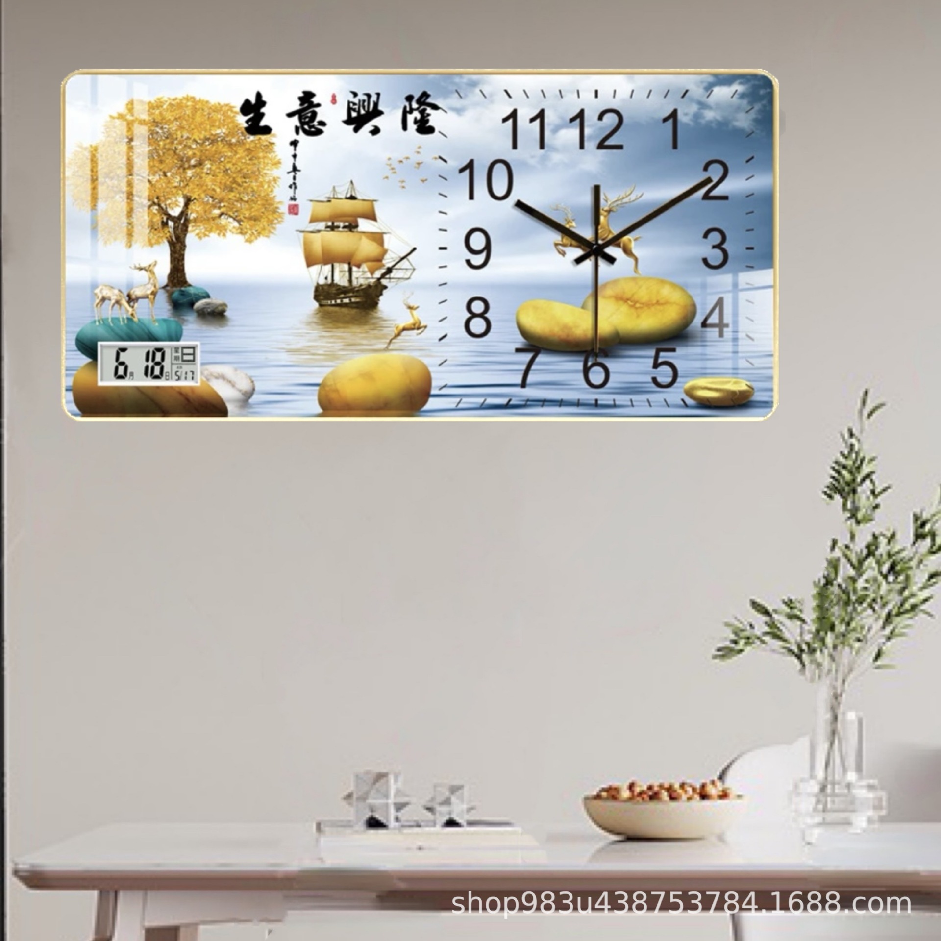 Reloj de pared decorativo moderno minimalista y silencioso – pintura para sala de estar.
