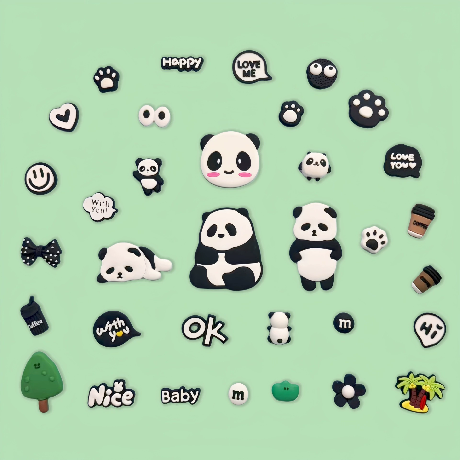 Мягкий клей из ПВХ в китайском стиле, гигантская панда, мультяшный магнит на холодильник, чехол для мобильного телефона, декоративная наклейка, милая сумка, украшение для одежды, обуви