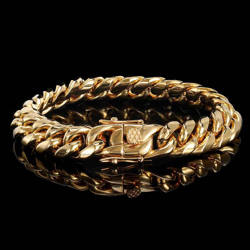 Hip-Hop Cross-Border Stainless Steel Bracelet for Men, Round Polished Cuban Chain, European and American Trendy Accessories, Titanium Steel Jewelry Customization