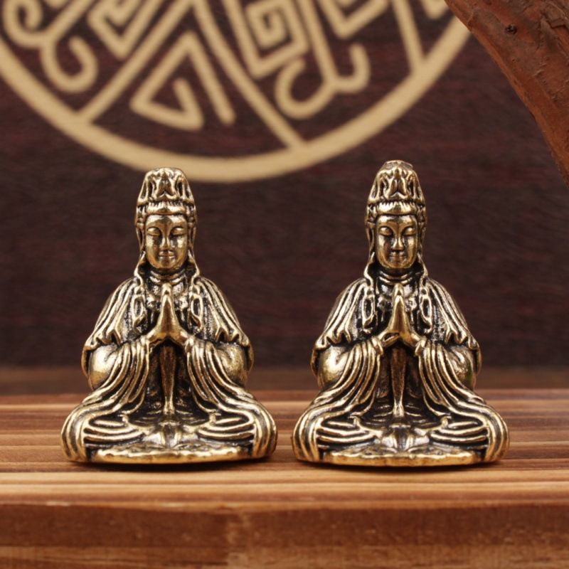 仿古铜雕佛像摆件南海观音菩萨像复古家居桌面工艺品装饰品铜观音