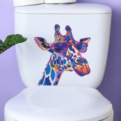 外貿cool墨鏡彩色斑點鹿兒童浴室馬桶貼家居裝飾牆貼貼紙自粘批發