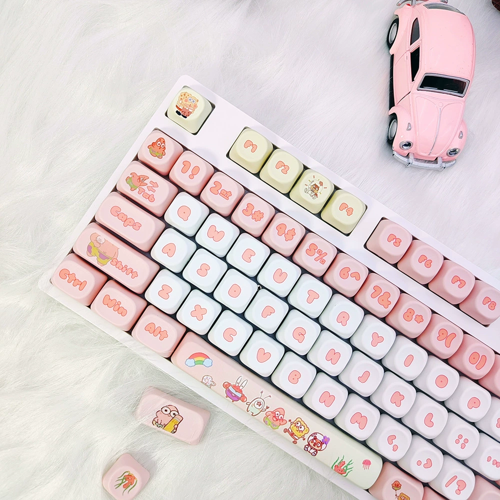 SpongeBob Keycap MOA Height PBT Material Thermal Sublimation Keycap Cute Customized Personalized Small Full Set Keycap