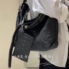 GROTTO個楽シリーズのゴミ袋黒石Hobo子母托特植なめしわ羊皮シングルショルダーバッグ