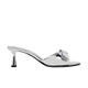 New sandals, women's wine glasses, 2024 summer slim heels, high heels, women's metal bow, silver back empty women's shoes