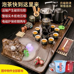 Atomized Fully Automatic Home Living Room Simple Purple Sand Kung Fu Tea Set Solid Wood Tea Tray Complete Tea Table Electric Stove