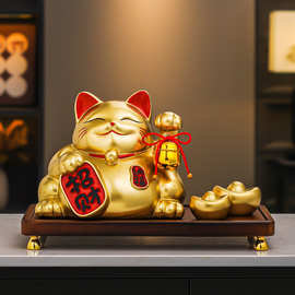招财猫家居客厅办公桌面前台入户酒柜装饰摆件开业礼品存钱罐树脂