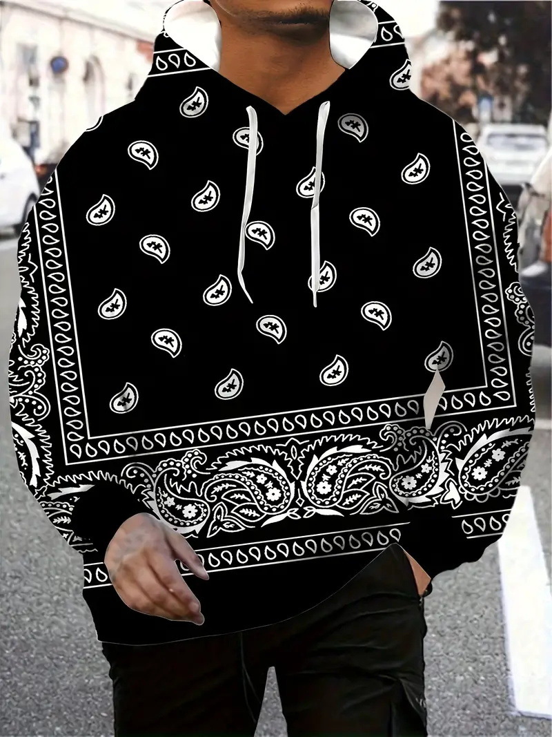Comercio exterior europeo y americano nuevo estilo 2024 nueva tendencia de la moda casual todo-fósforo suéter con capucha para hombres étnicos MC11