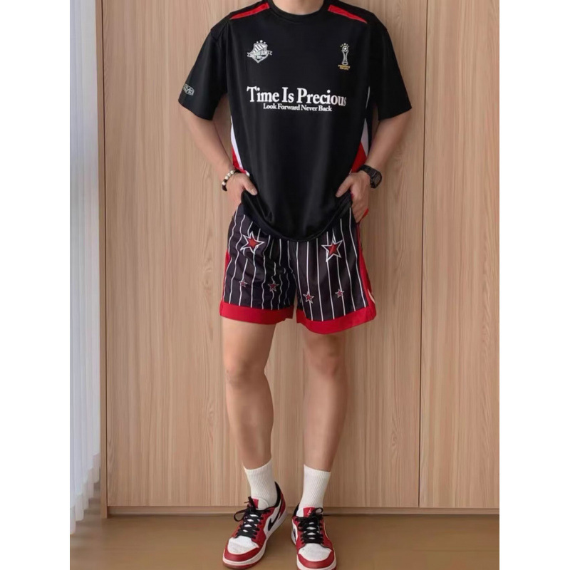 Plaid Trendy American-Style Men's Summer Sports Casual Knee-Length Loose Quick-Dry Basketball Shorts
