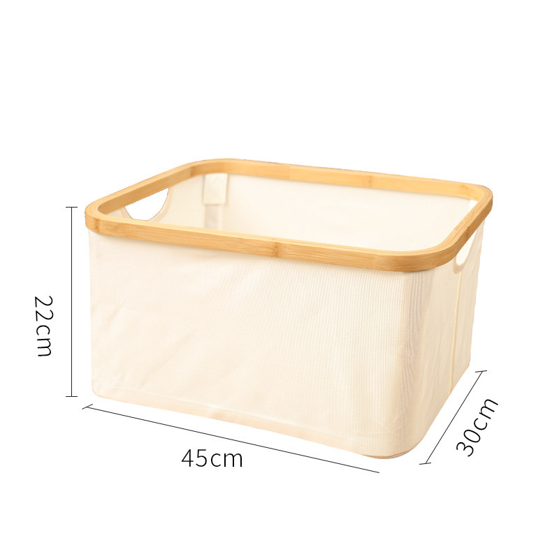 Cesta de ropa sucia transfronteriza con bolsillo interior con cubierta de bambú y madera plegable Cesta de almacenamiento de ropa sucia Cesta de ropa sucia
