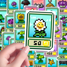 96张像素植物大战僵尸卡片贴纸经典小游戏卡通周边手机壳iPad贴画