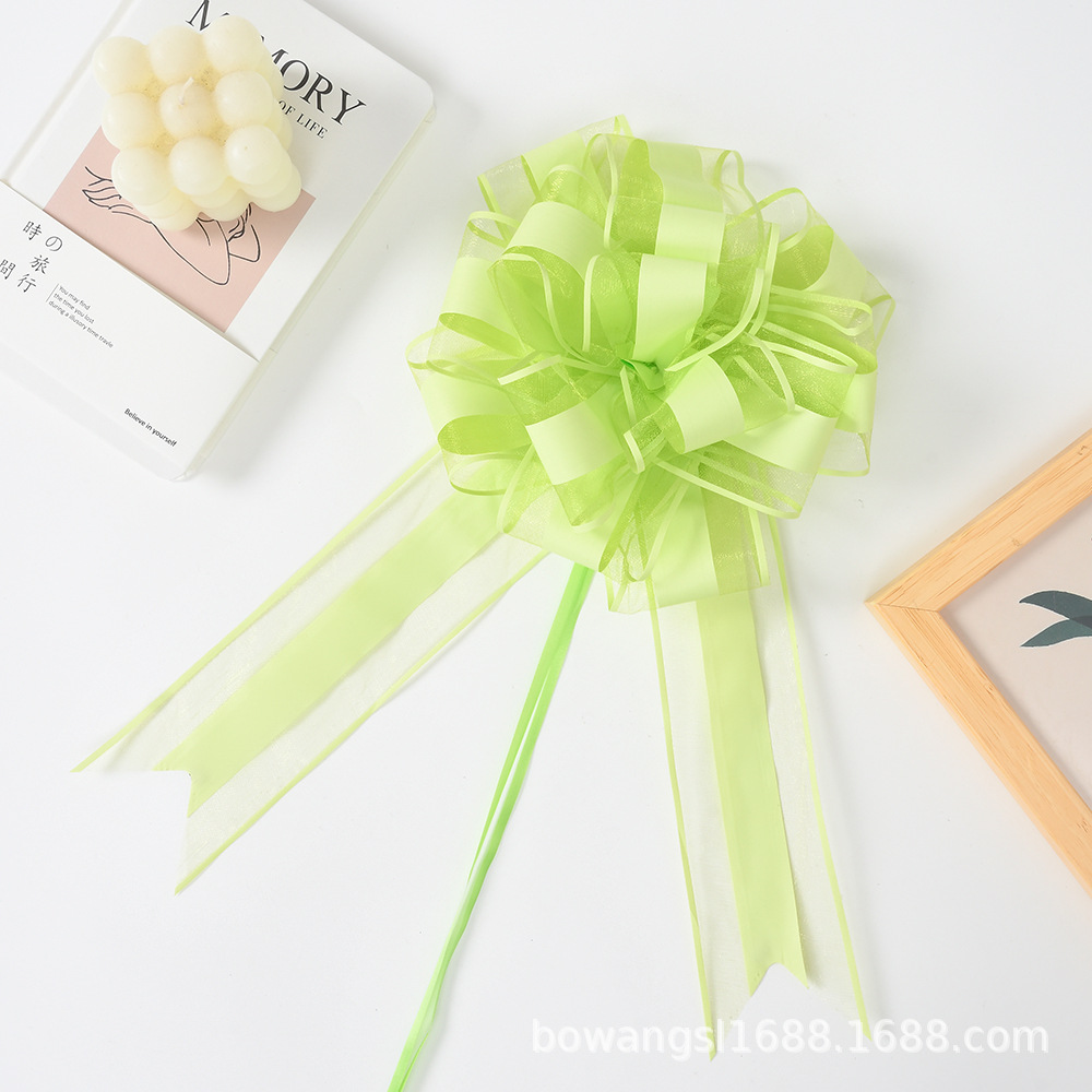 Transfronterizo extra grande 6.4 Macarons de color liso y elegante, gasa de nieve alargada, flor de dibujo, coche de boda, canasta de frutas, decoración de apertura, color de dibujo