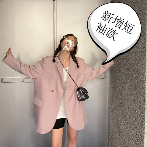 British Style oversize Loose Pink Small Suit Korean Style Fashionable Girl Spring Casual Suit Jacket Women