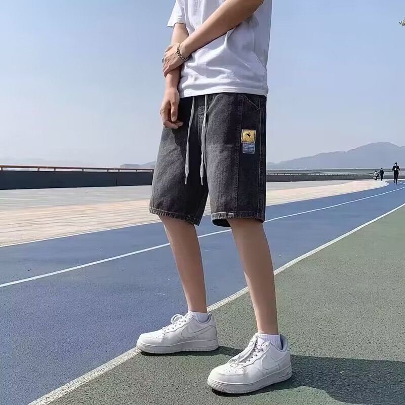 2024 pantalones cortos de mezclilla de verano para hombres de estilo fino de verano pantalones cortos casuales coreanos rectos sueltos