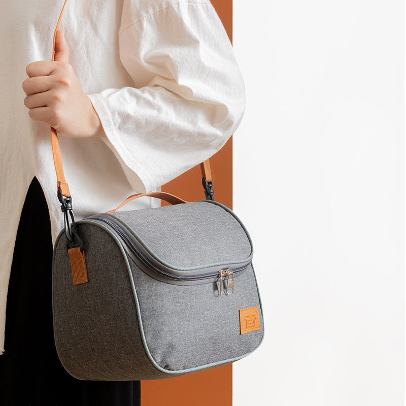 Bolsa de almuerzo redonda gruesa al por mayor, bolsa de almuerzo portátil para estudiantes de aislamiento térmico con arroz en el trabajo, bolsa de aislamiento de gran capacidad para exteriores