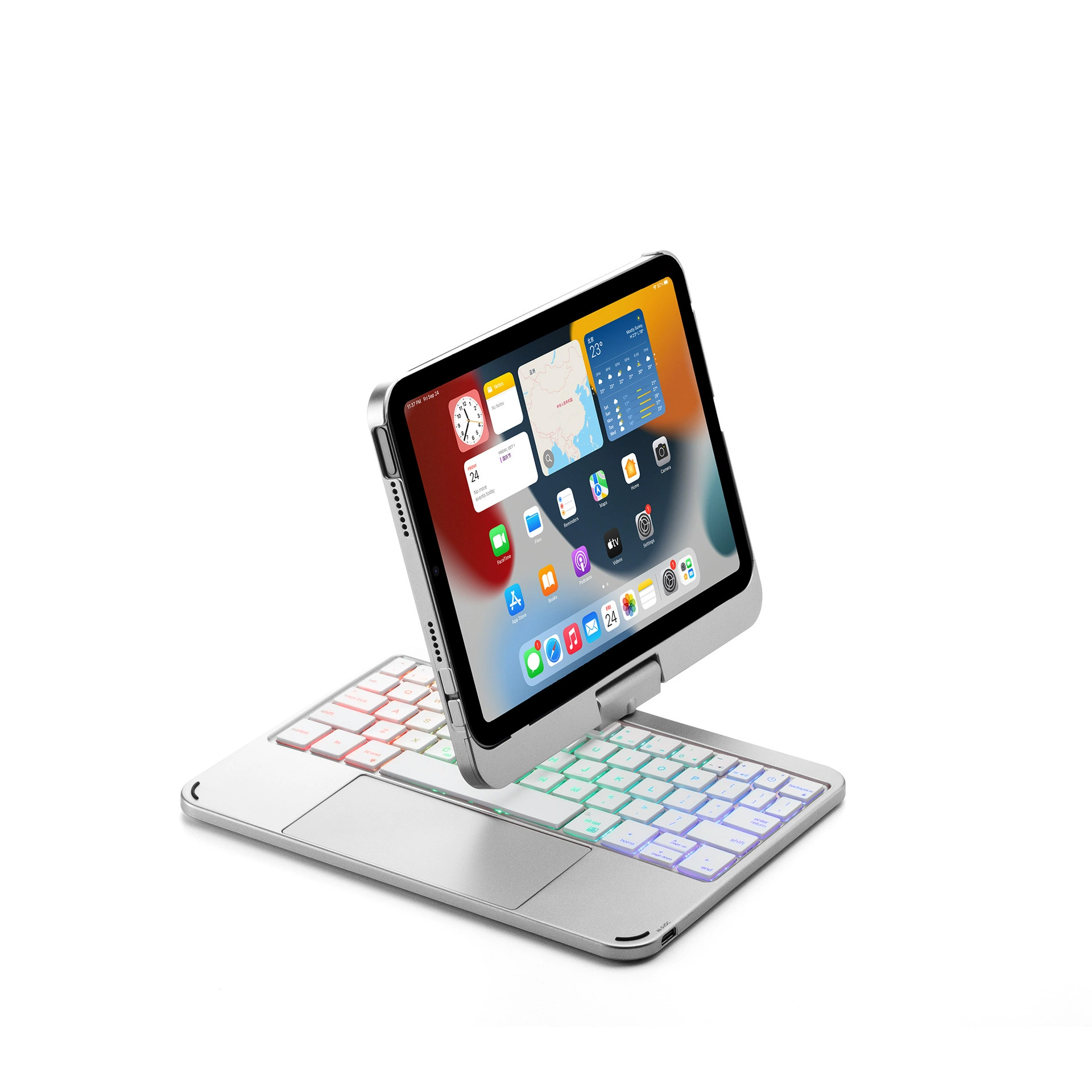 Touch rainbow keyboard, protective case, bluetooth, 8.3 inch, 360 degrees