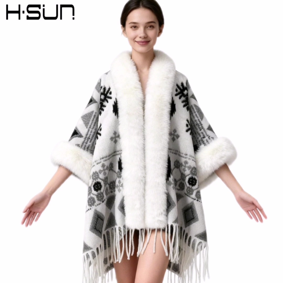 Nuevo punto de alta sensación capa de chal retrógrado elegante estilo nacional lana chal cálido estilo nacional universal