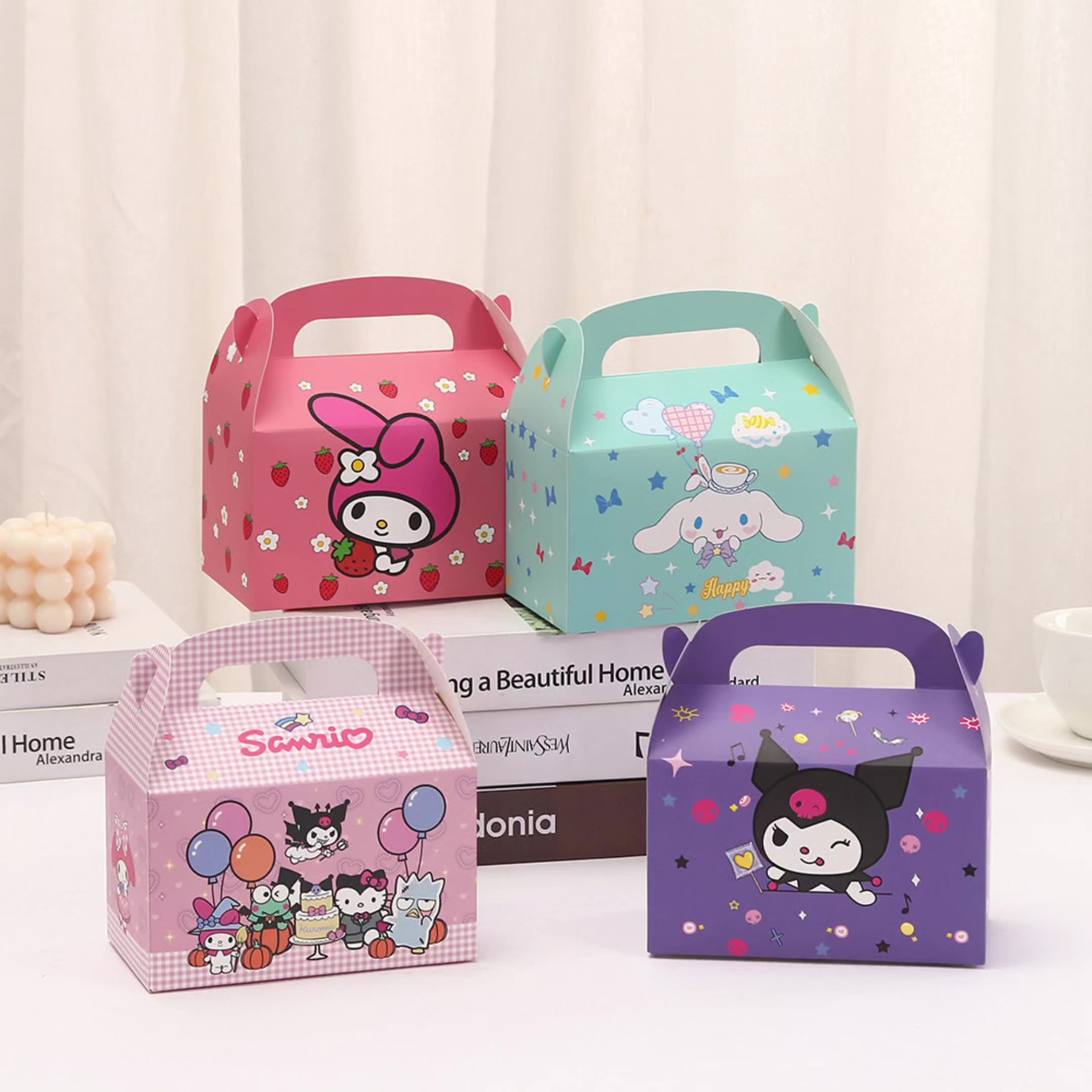 Sanrio Cullome Melody Jade Gui perro fiesta de cumpleaños caja de cuerno bolsa de regalo caja de dulces bolsa de regalo