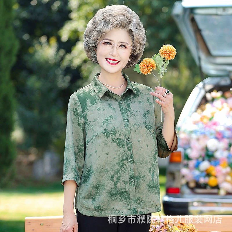 Летние рубашки для мам среднего и пожилого возраста, женская свободная одежда для свекрови, новые летние женские рубашки с лацканами для бабушки.