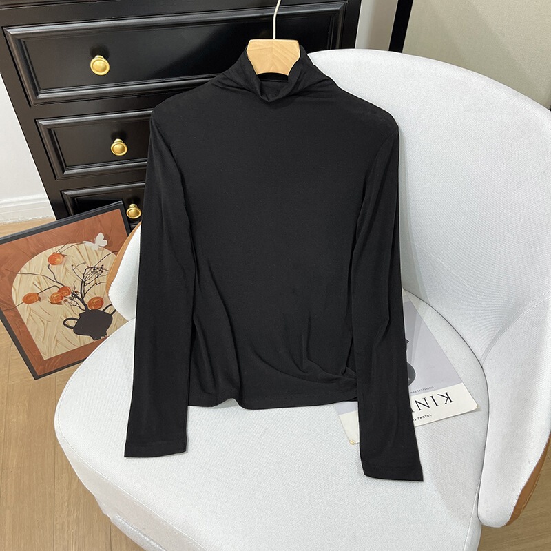 舒服到尖叫 山羊绒混纺秋季高弹力圆领亲肤女式长袖打底衫|undefined