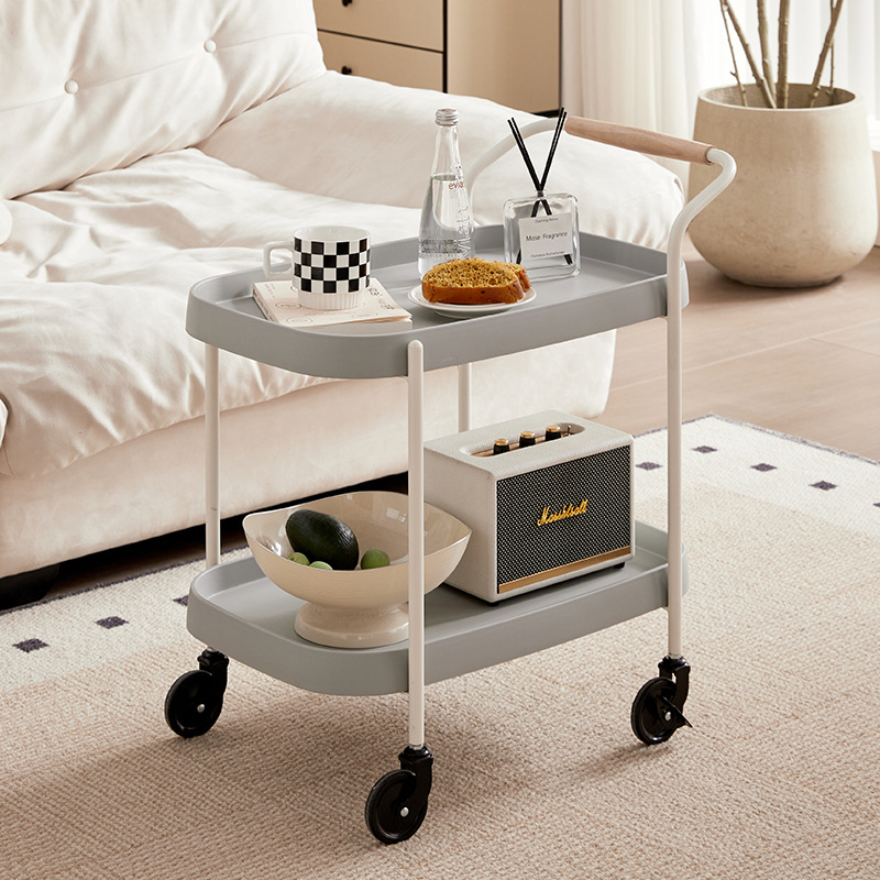 Carrito de viento crema nórdico, estante móvil, sala de estar de pequeño tamaño, mesa de té de ángulo rojo de lujo