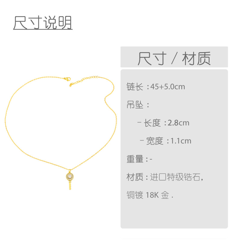 Fashion Key Copper Zircon Necklace Wholesale display picture 1