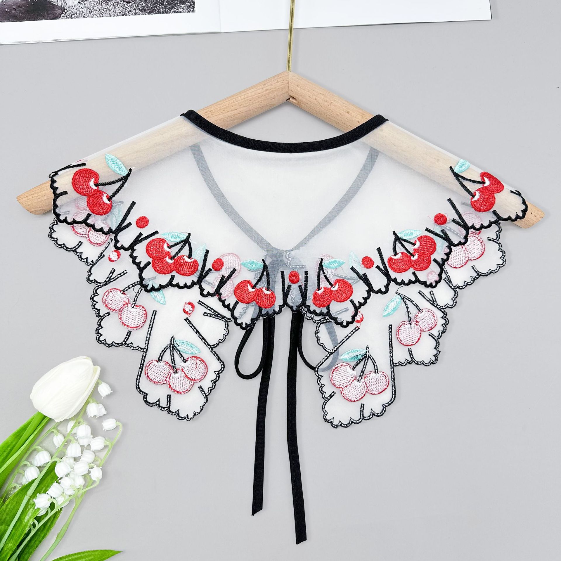Eugenio bordado de melancia corbata arco collar falso collar decoración de la capa de ropa de mujer para adultos de estilo universal explosión transfronteriza
