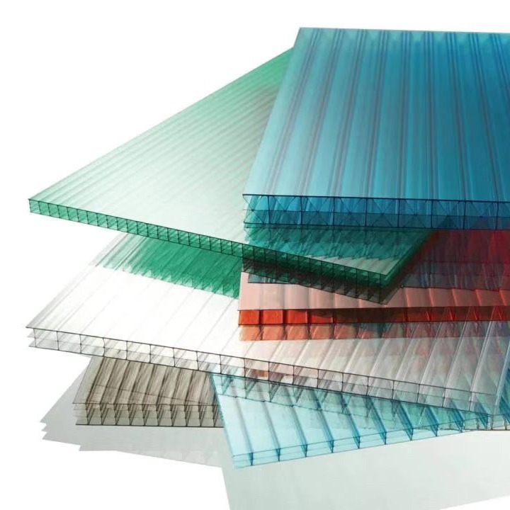 阳光板批发耐力板pc板透明车棚雨棚花卉温室顶棚材料双层PC耐力板