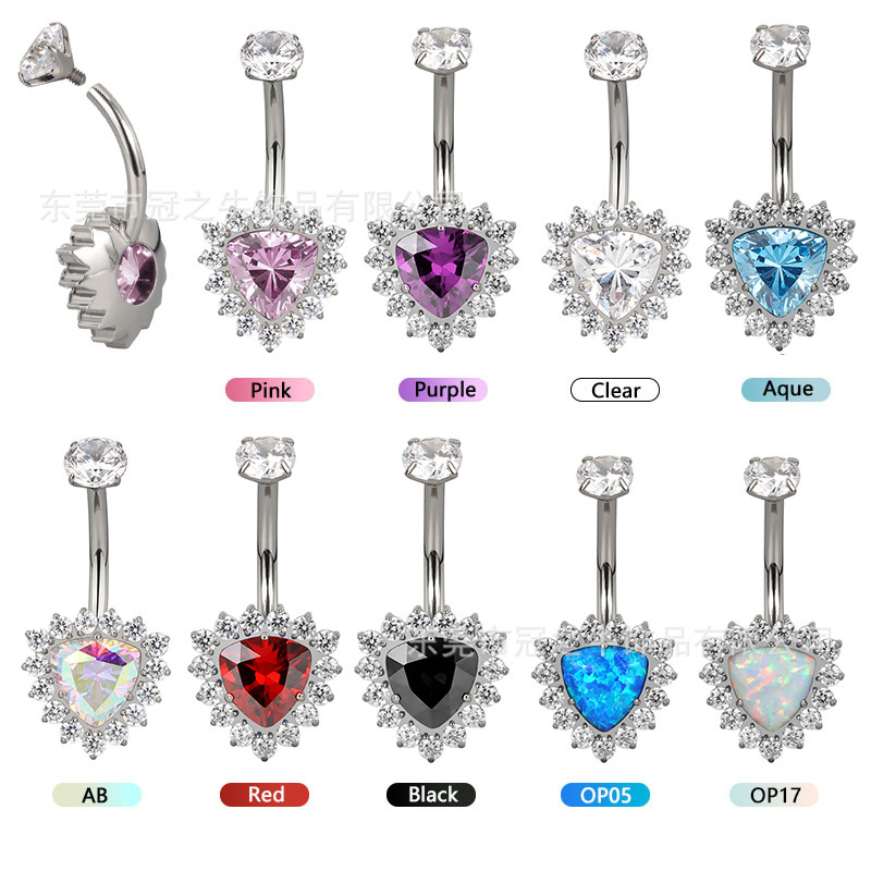 European and American Cross-Border F136/G23 Titanium Alloy Navel Nail Piercing Full Diamond Navel Nail Body Piercing Jewelry Wholesale
