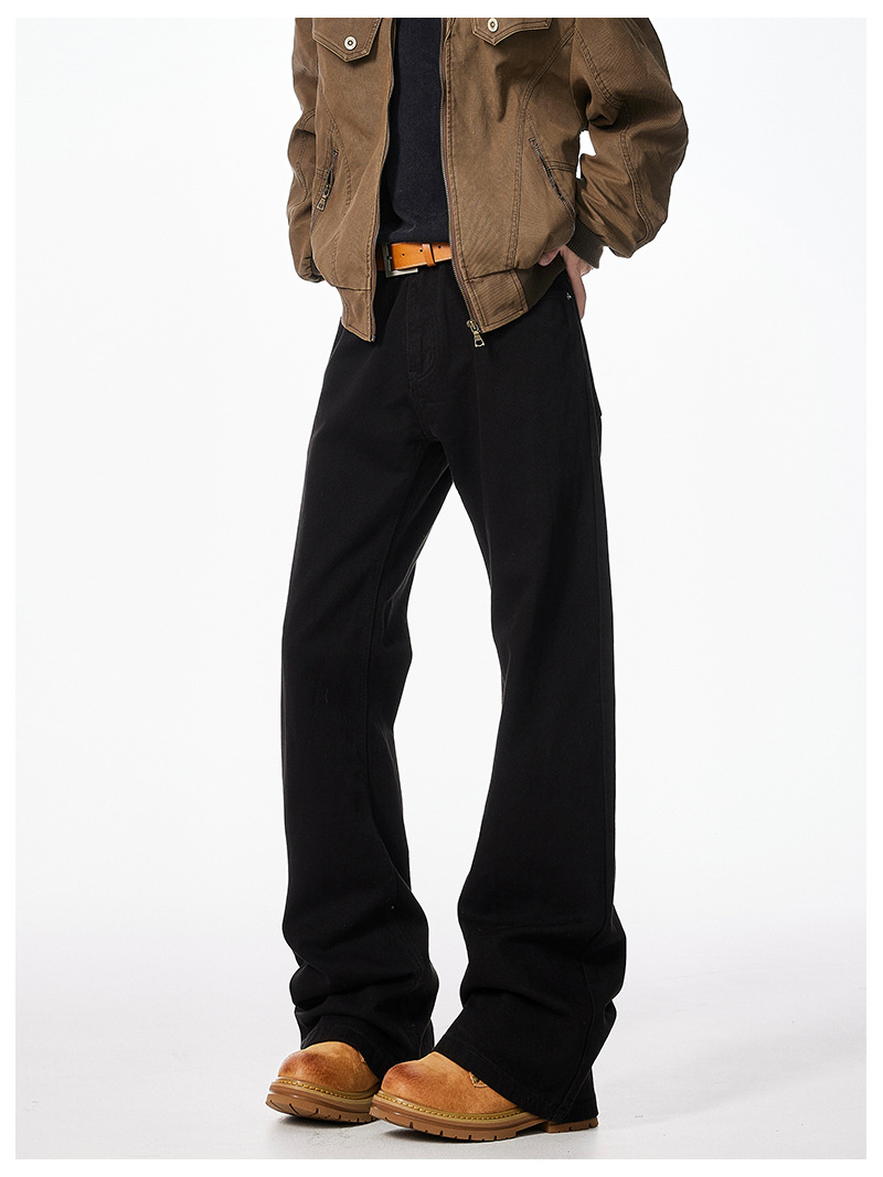 Paris Bootcut Black Scimitar Jeans Men's Spring And Autumn New Loose Cleanfit Micro Straight Pants_viptrois.com
