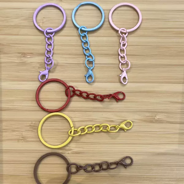 Colorful Painted Keychain with Chain Lobster Clasp Keychain DIY Handmade Accessories Doll Keychain