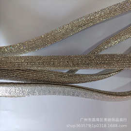 厂家批发 银闪布加水钻抽条内加棉芯绳 抽半圆条服饰鞋面箱包材料