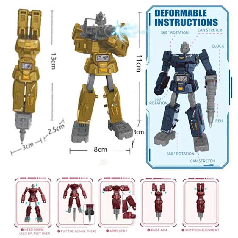 New deformation toy robot pen King Kong toy pen electronic time deformation pen movable writing model