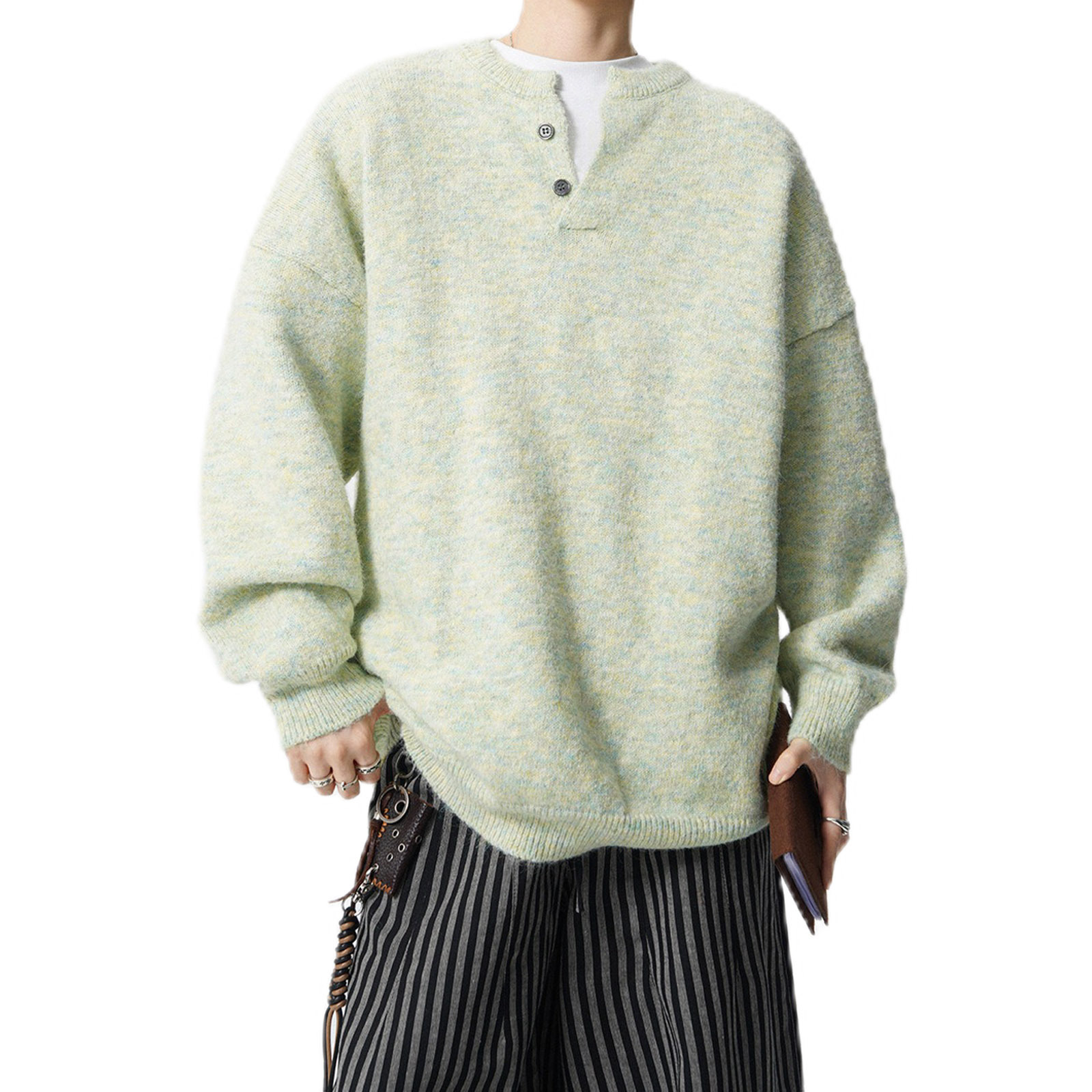 Explosiones transfronterizas de tamaño europeo gran tamaño henry cuello jersey suéter hombre otoño invierno alta sensación de fábrica de suéter perezoso al por mayor