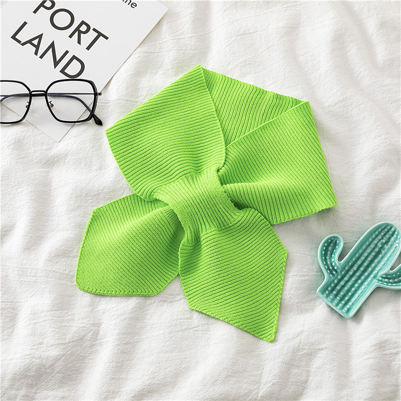 Evening and evening same style ins South Korea knitted wool collar cross fishtail scarf bow small scarf for women autumn and winter
