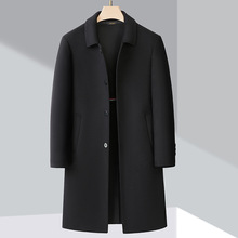 专柜双面羊绒大衣男士中年秋冬羊毛呢子外套中长款翻领爸爸装风衣