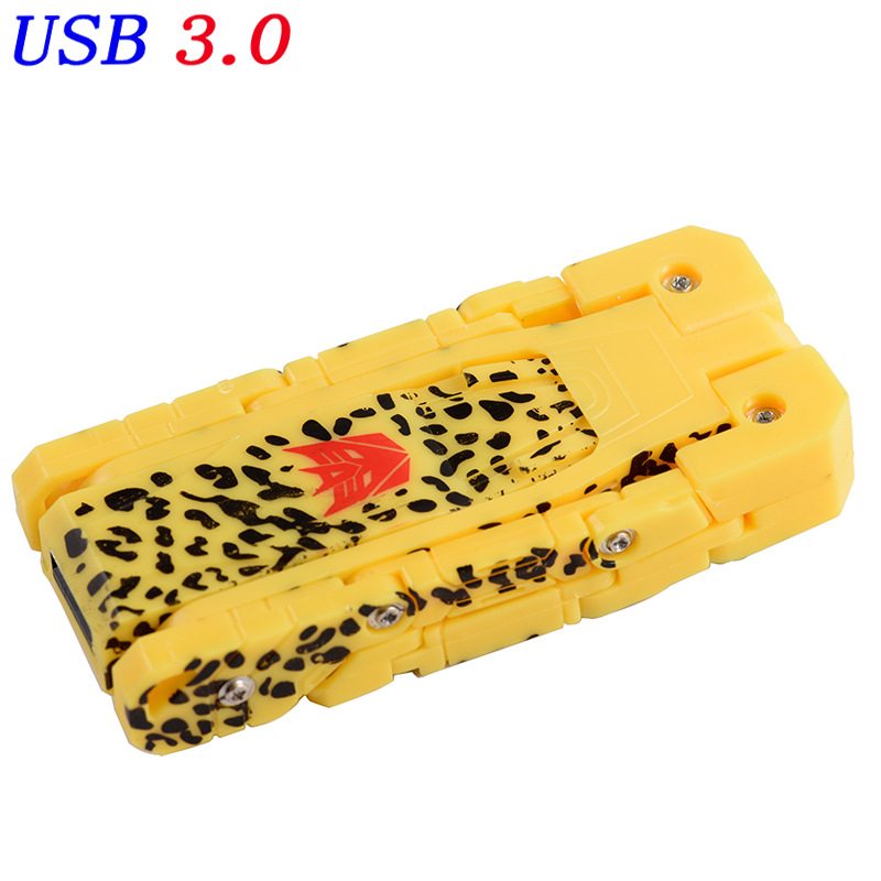 Unidad flash USB de personalidad creativa de alta velocidad 128G Transformers telescópica electrónica perro flor guepardo unidad flash USB al por mayor