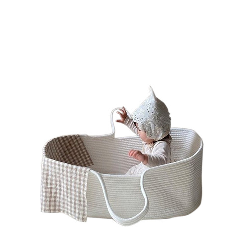 ins Nordic cotton rope baby basket portable woven baby basket newborn dirty clothes storage basket