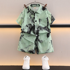 男童套裝夏季洋氣2024新款男孩薄款夏裝帥氣寶寶短袖衣服潮兒童裝