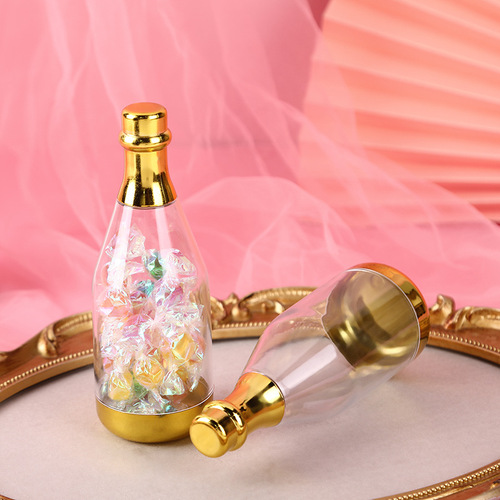 Factory direct sales champagne bottle wedding sugar box transparent small wine bottle wedding sugar box souvenir foreign trade candy box