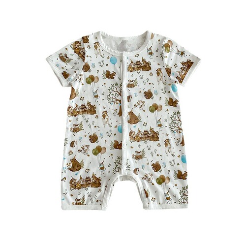 Summer 2024 Baby Clothing A-Class Pure Cotton Baby Bodysuit Baby Clothes Newborn Short Sleeve Hosiery Climbing Suit