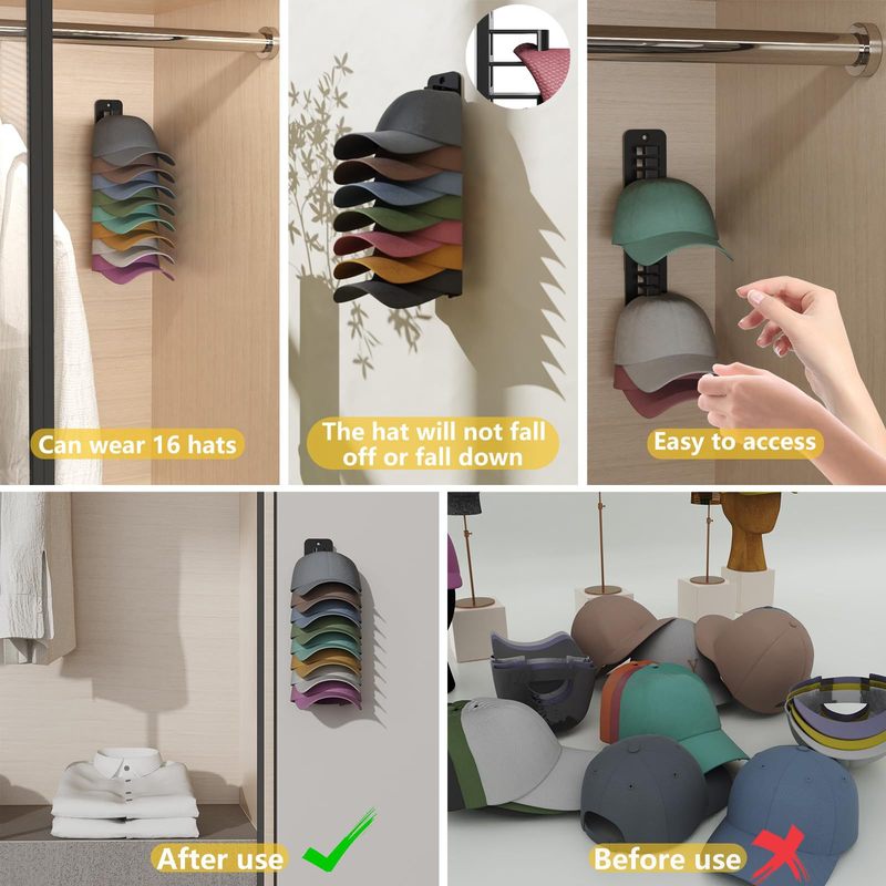 棒球帽壁挂收纳架Hat Organizer 帽子收纳展示 新品|undefined